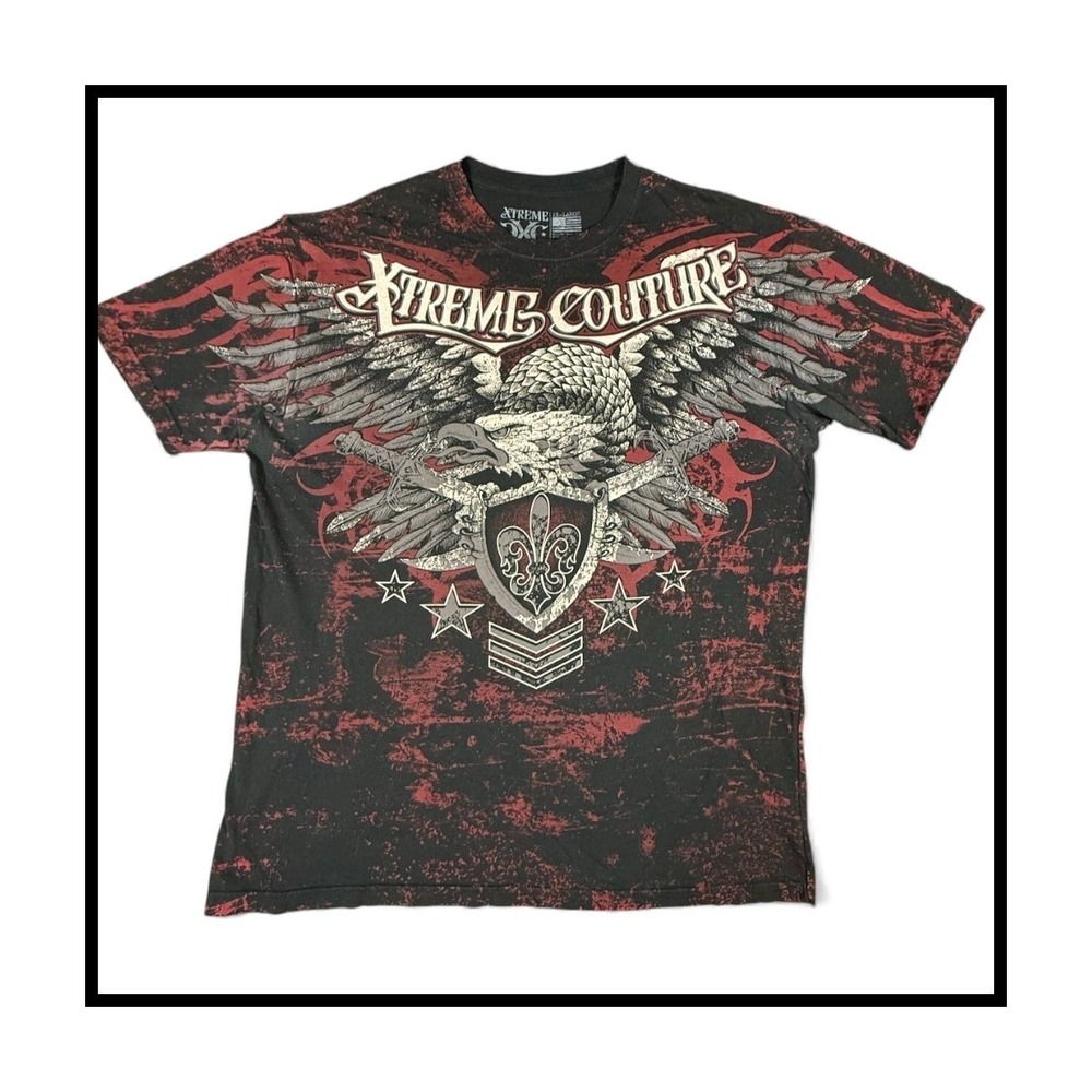 Xtreme Couture Tee Affliction Eagle Normandy Indie Sleaze‎ Grunge Biker MMA 2XL